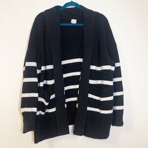 A New Day Open Layering Cardigan - Collared - Black Striped- Size XXL